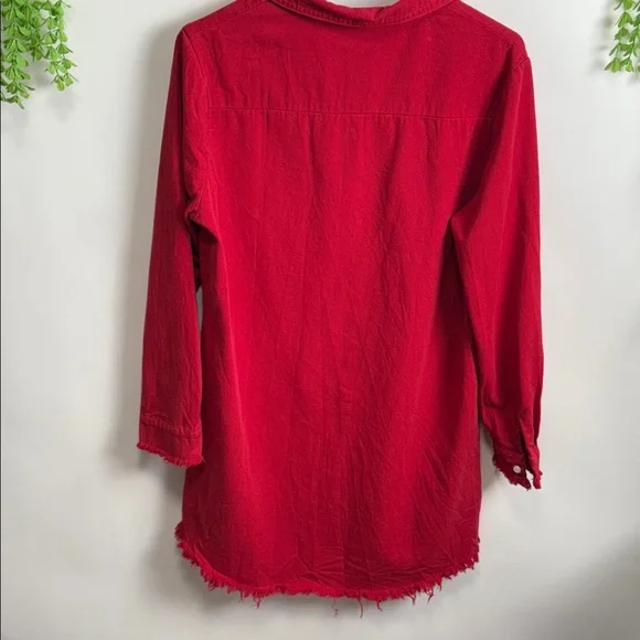 Vibrant Red Button Down Shirt - Picture 13 of 14